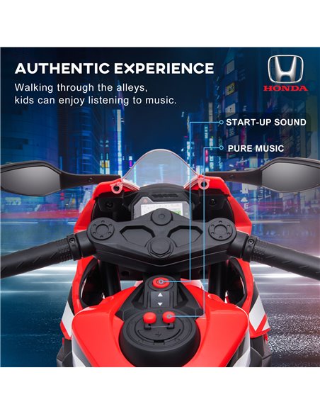 HOMCOM Electric Ride On Motorcycle with Headlights Music, 6V Battery Powered Kids Motorcycle Vehicle with Training Wheels, Outdo - pic 5341 | FastDaddyshop