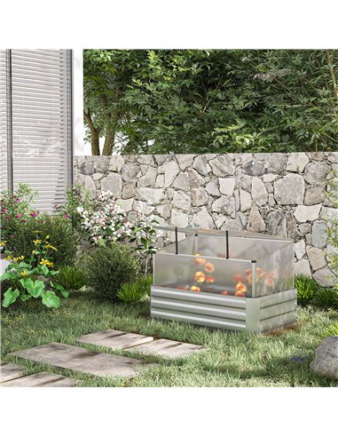 Outsunny Raised Beds for Garden with Mini Greenhouse, Galvanised Outdoor Planters and Cold Grame, for Herbs and Vegetables 845-7