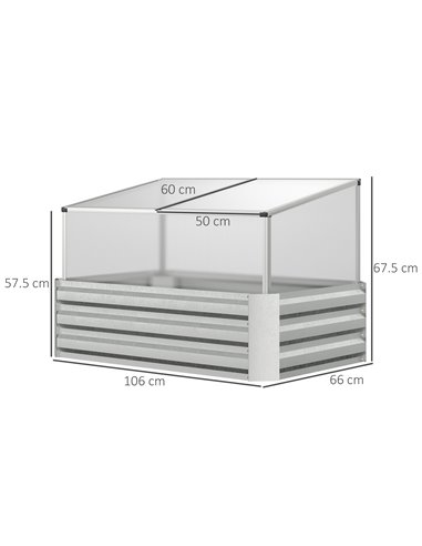 Outsunny Raised Beds for Garden with Mini Greenhouse, Galvanised Outdoor Planters and Cold Grame, for Herbs and Vegetables 845-7