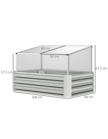 Outsunny Raised Beds for Garden with Mini Greenhouse, Galvanised Outdoor Planters and Cold Grame, for Herbs and Vegetables 845-7 - pic 53417 | FastDaddyshop