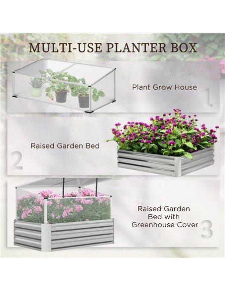 Outsunny Raised Beds for Garden with Mini Greenhouse, Galvanised Outdoor Planters and Cold Grame, for Herbs and Vegetables 845-7 - pic 53418 | FastDaddyshop