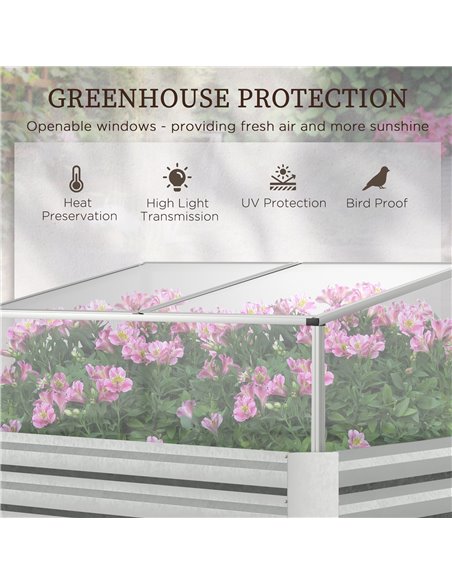 Outsunny Raised Beds for Garden with Mini Greenhouse, Galvanised Outdoor Planters and Cold Grame, for Herbs and Vegetables 845-7 - pic 53419 | FastDaddyshop
