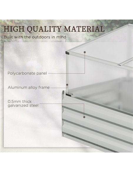 Outsunny Raised Beds for Garden with Mini Greenhouse, Galvanised Outdoor Planters and Cold Grame, for Herbs and Vegetables 845-7 - pic 53421 | FastDaddyshop
