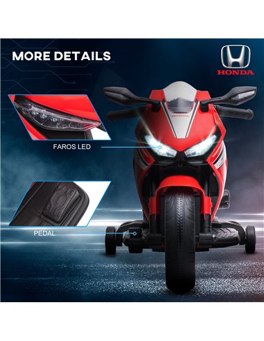 HOMCOM Electric Ride On Motorcycle with Headlights Music, 6V Battery Powered Kids Motorcycle Vehicle with Training Wheels, Outdo