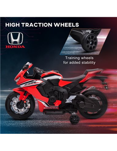 HOMCOM Electric Ride On Motorcycle with Headlights Music, 6V Battery Powered Kids Motorcycle Vehicle with Training Wheels, Outdo