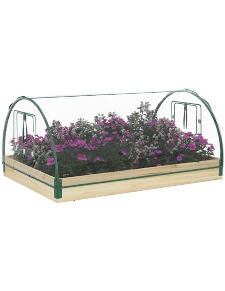 Outsunny Garden Raised Bed with Greenhouse, Natural Wood 845-872V00ND - pic 53442 | FastDaddyshop