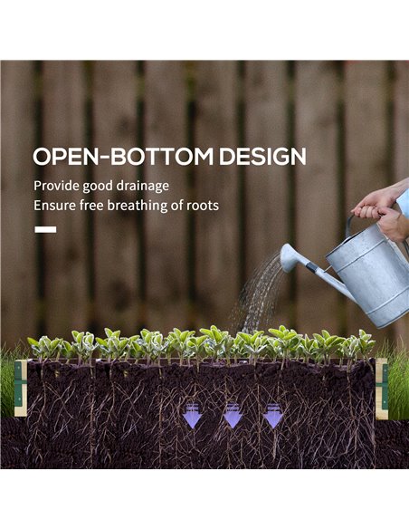 Outsunny Garden Raised Bed with Greenhouse, Wooden Planter Box with PVC Cover, Roll-Up Windows, for Vegetables, Plants, Natural  - pic 53447 | FastDaddyshop