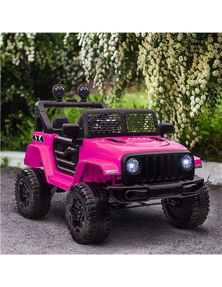 HOMCOM 12V Battery-powered 2 Motors Kids Electric Ride On Car Truck Off-road Toy with Parental Remote Control Horn Lights Suspen - pic 5346 | FastDaddyshop