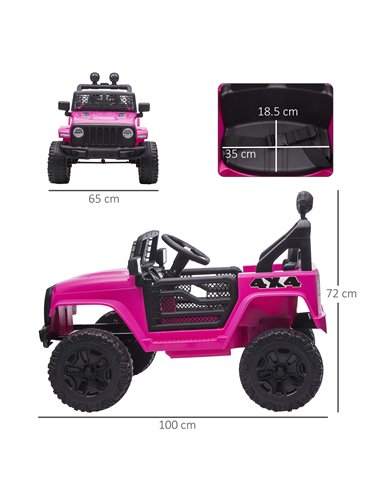 HOMCOM 12V Battery-powered 2 Motors Kids Electric Ride On Car Truck Off-road Toy with Parental Remote Control Horn Lights Suspen