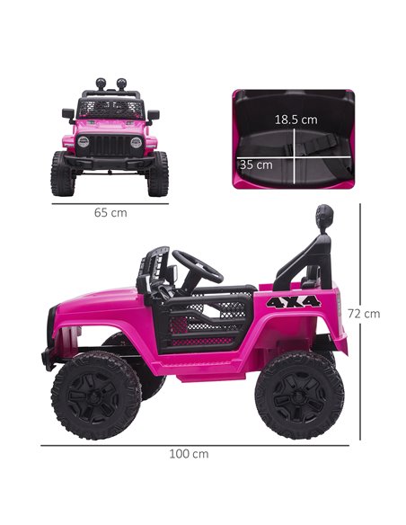 HOMCOM 12V Battery-powered 2 Motors Kids Electric Ride On Car Truck Off-road Toy with Parental Remote Control Horn Lights Suspen - pic 5347 | FastDaddyshop
