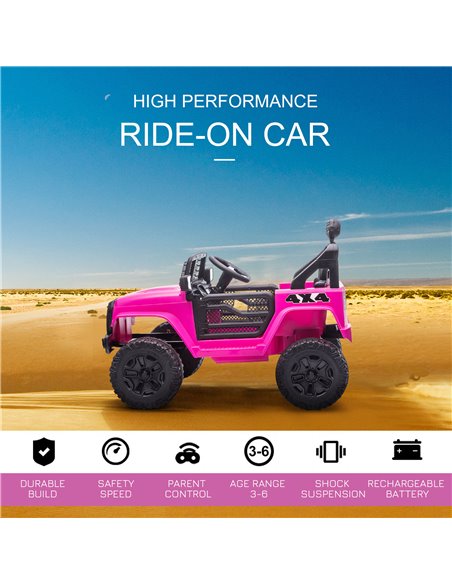 HOMCOM 12V Battery-powered 2 Motors Kids Electric Ride On Car Truck Off-road Toy with Parental Remote Control Horn Lights Suspen - pic 5348 | FastDaddyshop