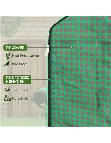 Outsunny Greenhouse Cover Replacement Walk-in PE Hot House Cover with Roll-up Door and Windows, 140 x 143 x 190cm, Green 845-945