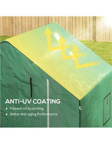 Outsunny Greenhouse Cover Replacement Walk-in PE Hot House Cover with Roll-up Door and Windows, 140 x 143 x 190cm, Green 845-945