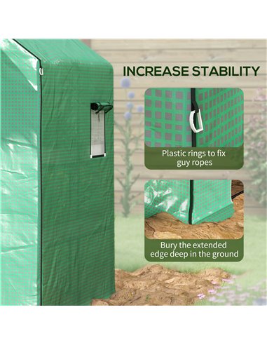 Outsunny Greenhouse Cover Replacement Walk-in PE Hot House Cover with Roll-up Door and Windows, 140 x 143 x 190cm, Green 845-945