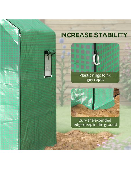 Outsunny Greenhouse Cover Replacement Walk-in PE Hot House Cover with Roll-up Door and Windows, 140 x 143 x 190cm, Green 845-945 - pic 53484 | FastDaddyshop