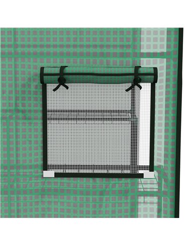 Outsunny Greenhouse Cover Replacement Walk-in PE Hot House Cover with Roll-up Door and Windows, 140 x 143 x 190cm, Green 845-945