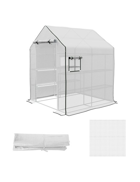 Outsunny 140 x 143 x 190cm Greenhouse Cover Replacement, White 845-945V00WT - pic 53487 | FastDaddyshop
