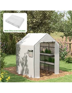 Outsunny 140 x 143 x 190cm Greenhouse Cover Replacement, White 845-945V00WT 2