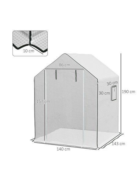 Outsunny Greenhouse Cover Replacement Walk-in PE Hot House Cover with Roll-up Door and Windows, 140 x 143 x 190cm, White 845-945 - pic 53489 | FastDaddyshop
