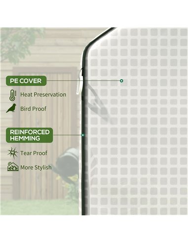 Outsunny Greenhouse Cover Replacement Walk-in PE Hot House Cover with Roll-up Door and Windows, 140 x 143 x 190cm, White 845-945