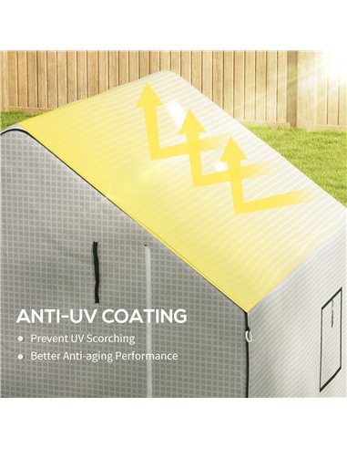 Outsunny Greenhouse Cover Replacement Walk-in PE Hot House Cover with Roll-up Door and Windows, 140 x 143 x 190cm, White 845-945