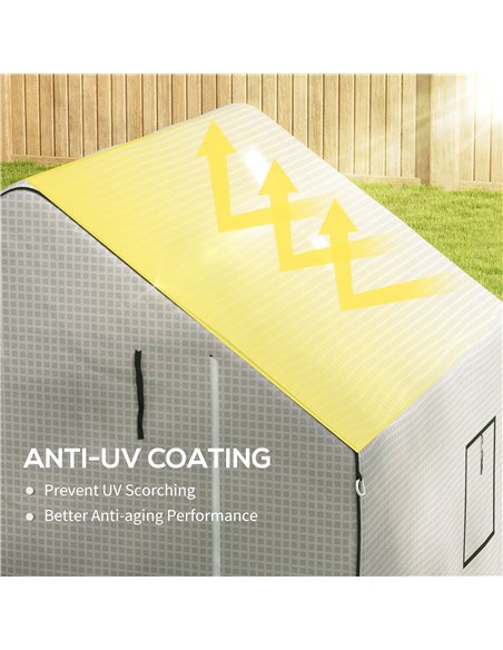 Outsunny Greenhouse Cover Replacement Walk-in PE Hot House Cover with Roll-up Door and Windows, 140 x 143 x 190cm, White 845-945 - pic 53491 | FastDaddyshop