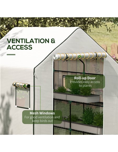 Outsunny Greenhouse Cover Replacement Walk-in PE Hot House Cover with Roll-up Door and Windows, 140 x 143 x 190cm, White 845-945 - pic 53492 | FastDaddyshop