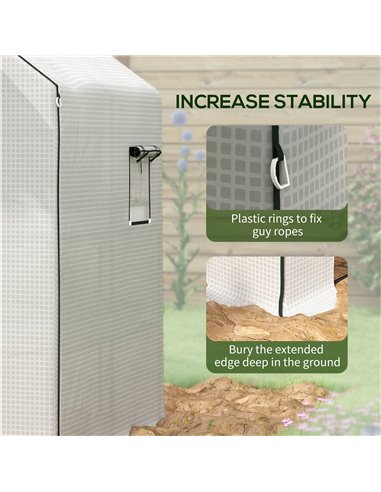 Outsunny Greenhouse Cover Replacement Walk-in PE Hot House Cover with Roll-up Door and Windows, 140 x 143 x 190cm, White 845-945