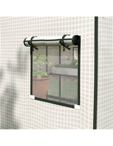 Outsunny Greenhouse Cover Replacement Walk-in PE Hot House Cover with Roll-up Door and Windows, 140 x 143 x 190cm, White 845-945