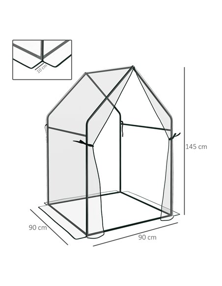 Outsunny Mini Greenhouse, Garden Tomato Growhouse with 2 Zipped Doors, Portable Indoor Outdoor Green House, 90 x 90 x 145cm, Cle - pic 53516 | FastDaddyshop