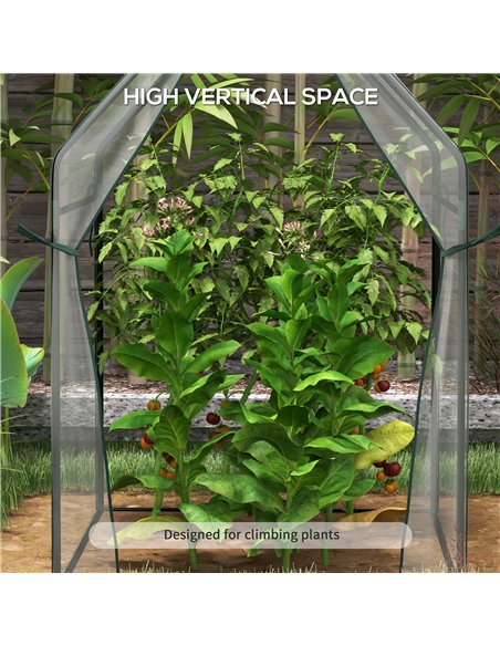 Outsunny Mini Greenhouse, Garden Tomato Growhouse with 2 Zipped Doors, Portable Indoor Outdoor Green House, 90 x 90 x 145cm, Cle - pic 53517 | FastDaddyshop