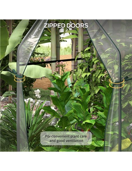 Outsunny Mini Greenhouse, Garden Tomato Growhouse with 2 Zipped Doors, Portable Indoor Outdoor Green House, 90 x 90 x 145cm, Cle - pic 53519 | FastDaddyshop