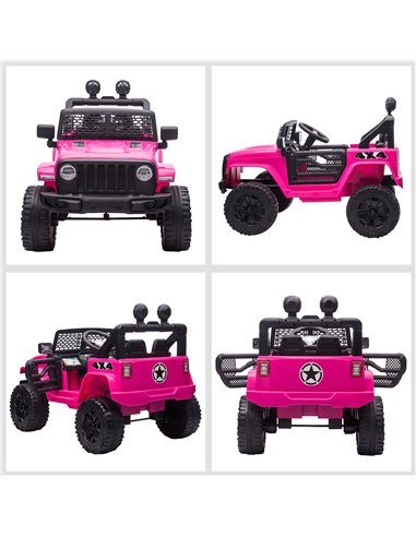 HOMCOM 12V Battery-powered 2 Motors Kids Electric Ride On Car Truck Off-road Toy with Parental Remote Control Horn Lights Suspen