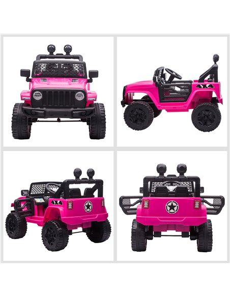 HOMCOM 12V Battery-powered 2 Motors Kids Electric Ride On Car Truck Off-road Toy with Parental Remote Control Horn Lights Suspen - pic 5352 | FastDaddyshop