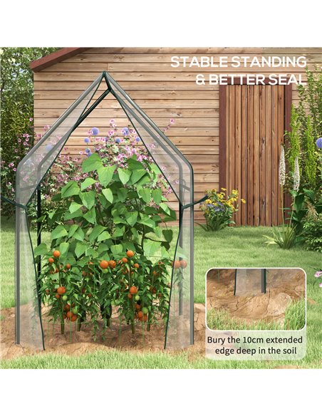 Outsunny Mini Greenhouse, Garden Tomato Growhouse with 2 Zipped Doors, Portable Indoor Outdoor Green House, 90 x 90 x 145cm, Cle - pic 53520 | FastDaddyshop