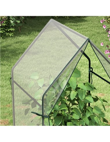 Outsunny Mini Greenhouse, Garden Tomato Growhouse with 2 Zipped Doors, Portable Indoor Outdoor Green House, 90 x 90 x 145cm, Cle