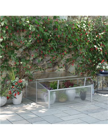 Outsunny Outdoor 2 Level Adjustable Roof Cold Frame Greenhouse with Aluminium Frame 845-082V00SR