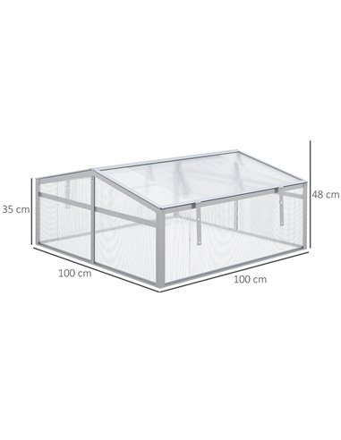 Outsunny Outdoor 2 Level Adjustable Roof Cold Frame Greenhouse with Aluminium Frame 845-082V00SR