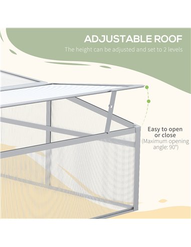 Outsunny Outdoor 2 Level Adjustable Roof Cold Frame Greenhouse with Aluminium Frame 845-082V00SR