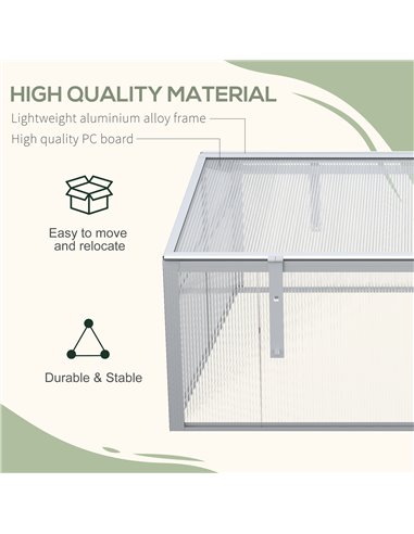 Outsunny Outdoor 2 Level Adjustable Roof Cold Frame Greenhouse with Aluminium Frame 845-082V00SR