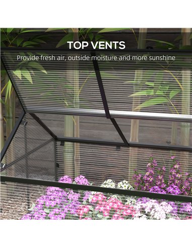 Outsunny Elevated Wood Planter with Mini Greenhouse Raised Garden Bed with PC Panel Top Vent 120 x 60 x 103cm Distressed Grey 84