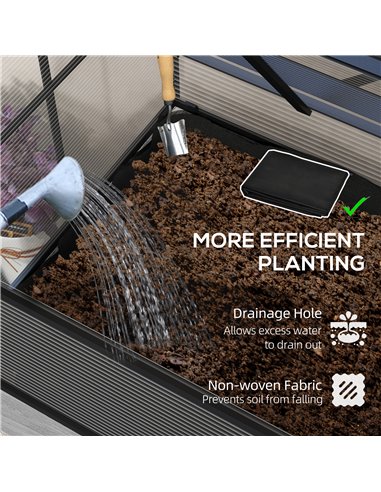 Outsunny Elevated Wood Planter with Mini Greenhouse Raised Garden Bed with PC Panel Top Vent 120 x 60 x 103cm Distressed Grey 84