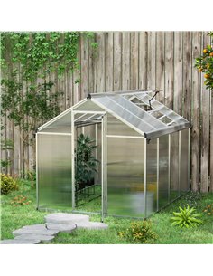 Outsunny 6 x 8ft Polycarbonate Greenhouse, Transparent 845-243V04SR 2