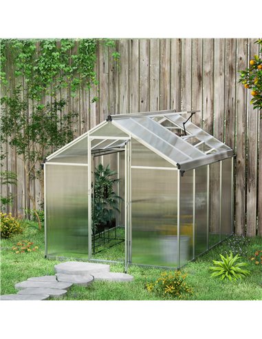 Outsunny 6 x 8ft Polycarbonate Greenhouse, Transparent 845-243V04SR