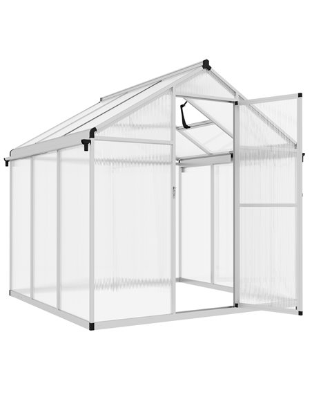 Outsunny 6 x 6ft Polycarbonate Greenhouse, Transparent 845-243V06SR - pic 53550 | FastDaddyshop