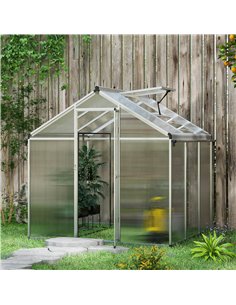 Outsunny 6 x 6ft Polycarbonate Greenhouse, Transparent 845-243V06SR 2