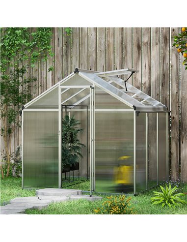 Outsunny 6 x 6ft Polycarbonate Greenhouse, Transparent 845-243V06SR