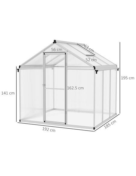 Outsunny 6 x 6ft Polycarbonate Greenhouse with Rain Gutters, Large Walk-In Green House with Window, Garden Plants Grow House wit - pic 53552 | FastDaddyshop