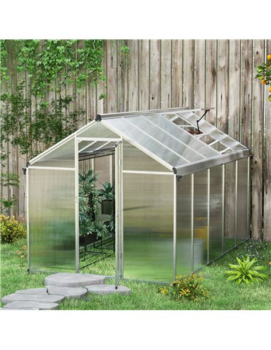 Outsunny 6 x 10ft Polycarbonate Greenhouse, Transparent 845-243V05SR