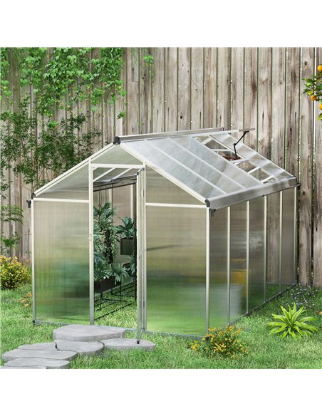 Outsunny 6 x 10ft Polycarbonate Greenhouse, Transparent 845-243V05SR - pic 53560 | FastDaddyshop